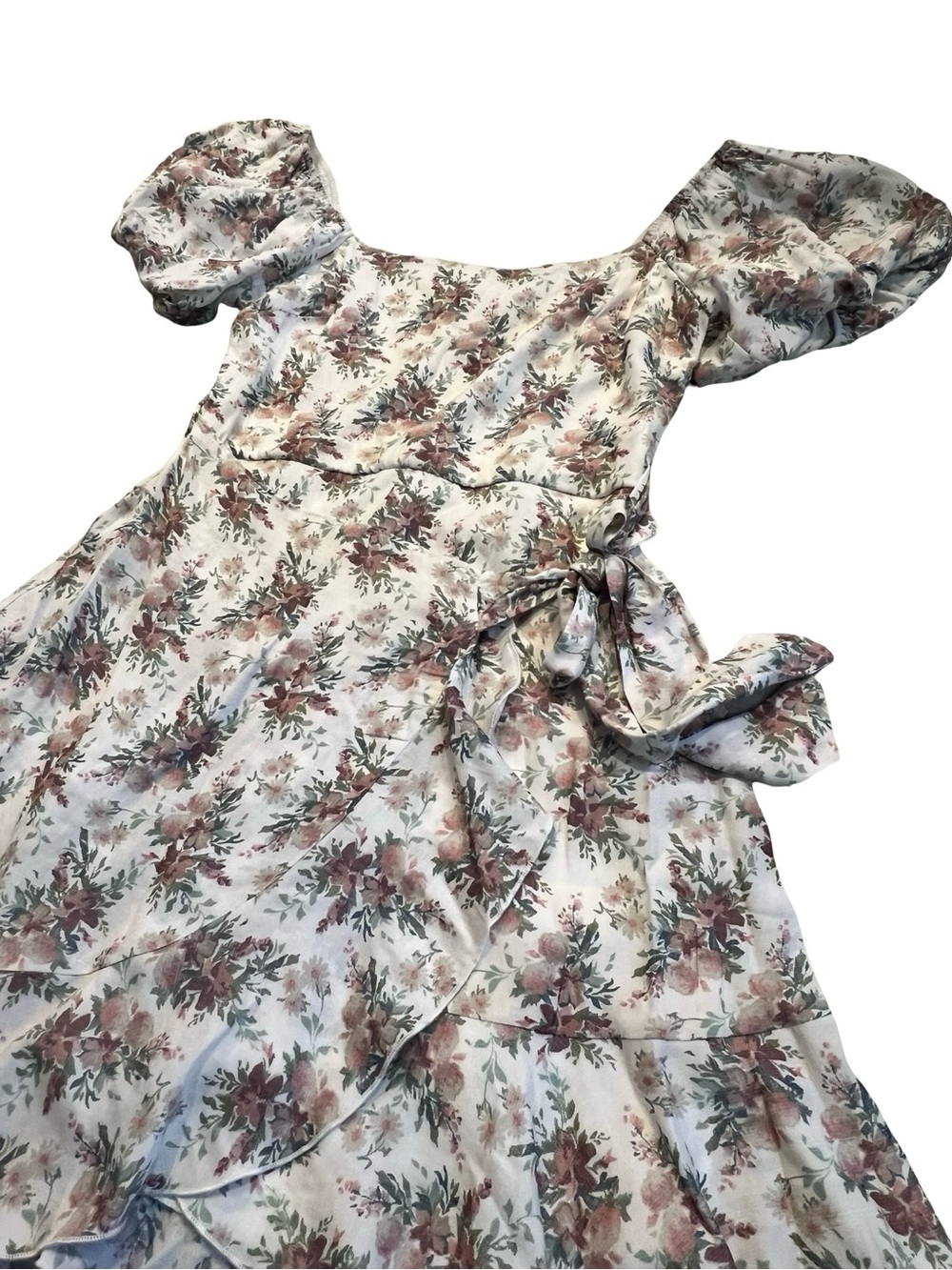 Trixxi Floral Puff Sleeve Wrap Dress Cottagecore Mini Dress Size Small - Picture 3 of 4